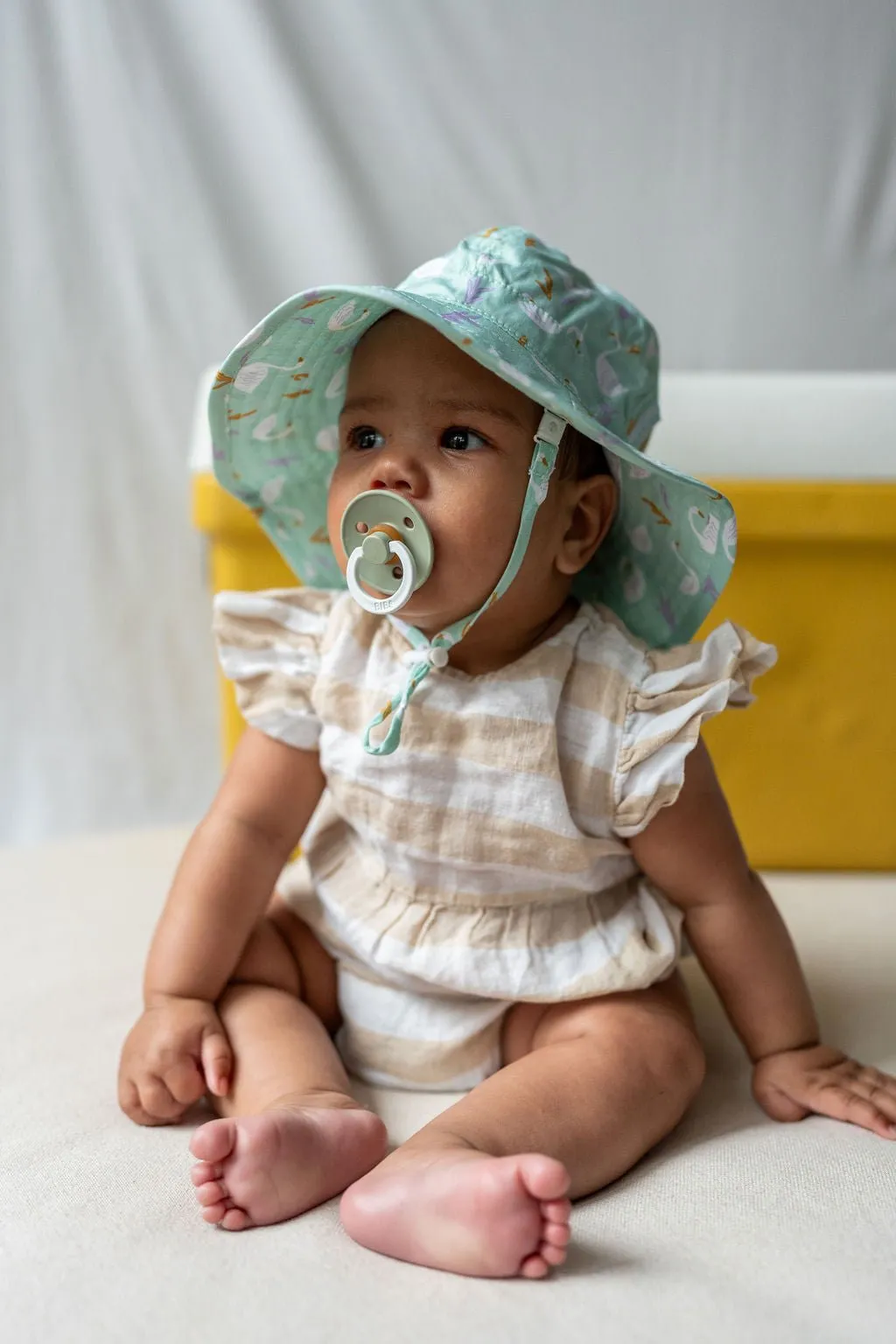 Swans Wide Brim Infant Hat