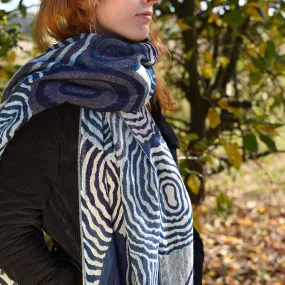 Swirl Design Jacquard Merino Wool Shawl