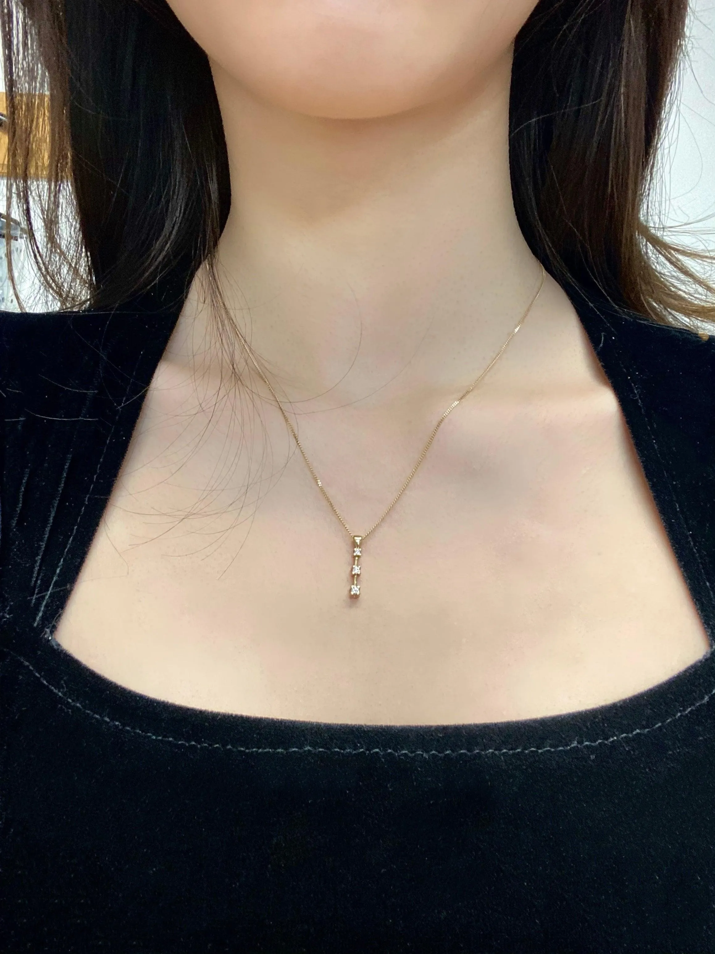 Three Stone Diamond Journey Pendant in Yellow Gold