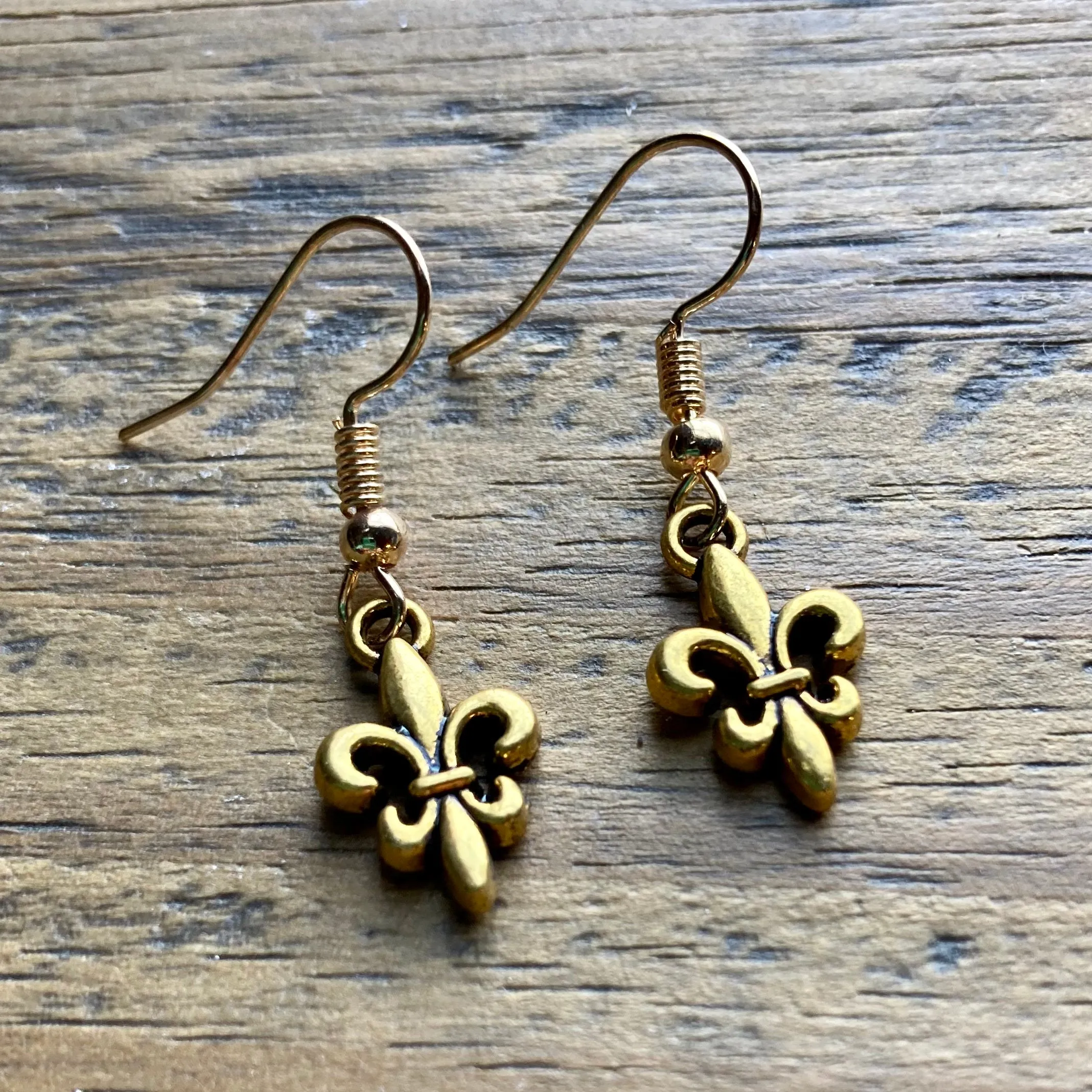 Tiny Gold Fleur de Lis Earrings