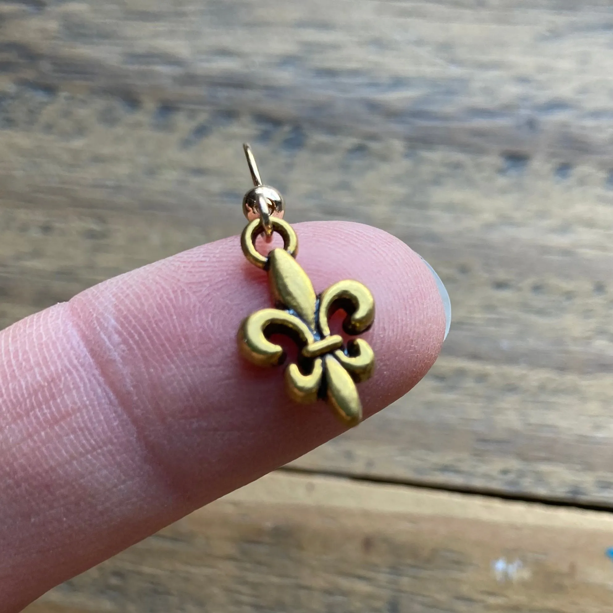 Tiny Gold Fleur de Lis Earrings