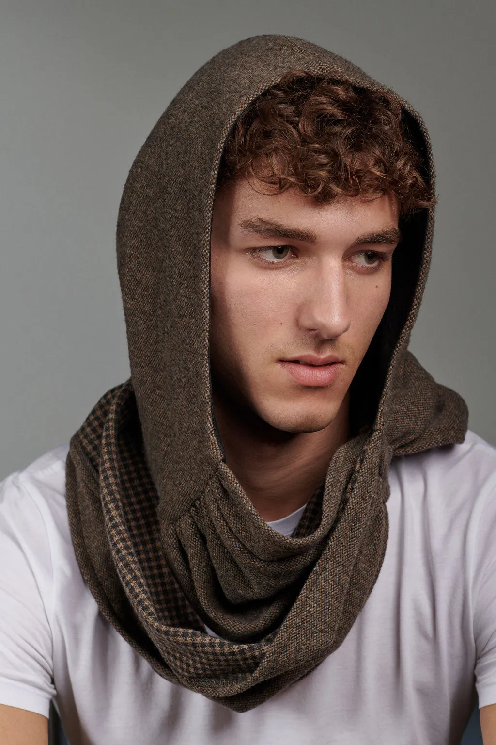 Tweed Hooded Scarf