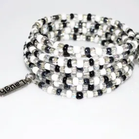 Unique Metallic Mixed Black Seed Bead Wrap Around Bracelets