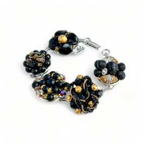 Vintage Black & Gold Cluster Bracelet