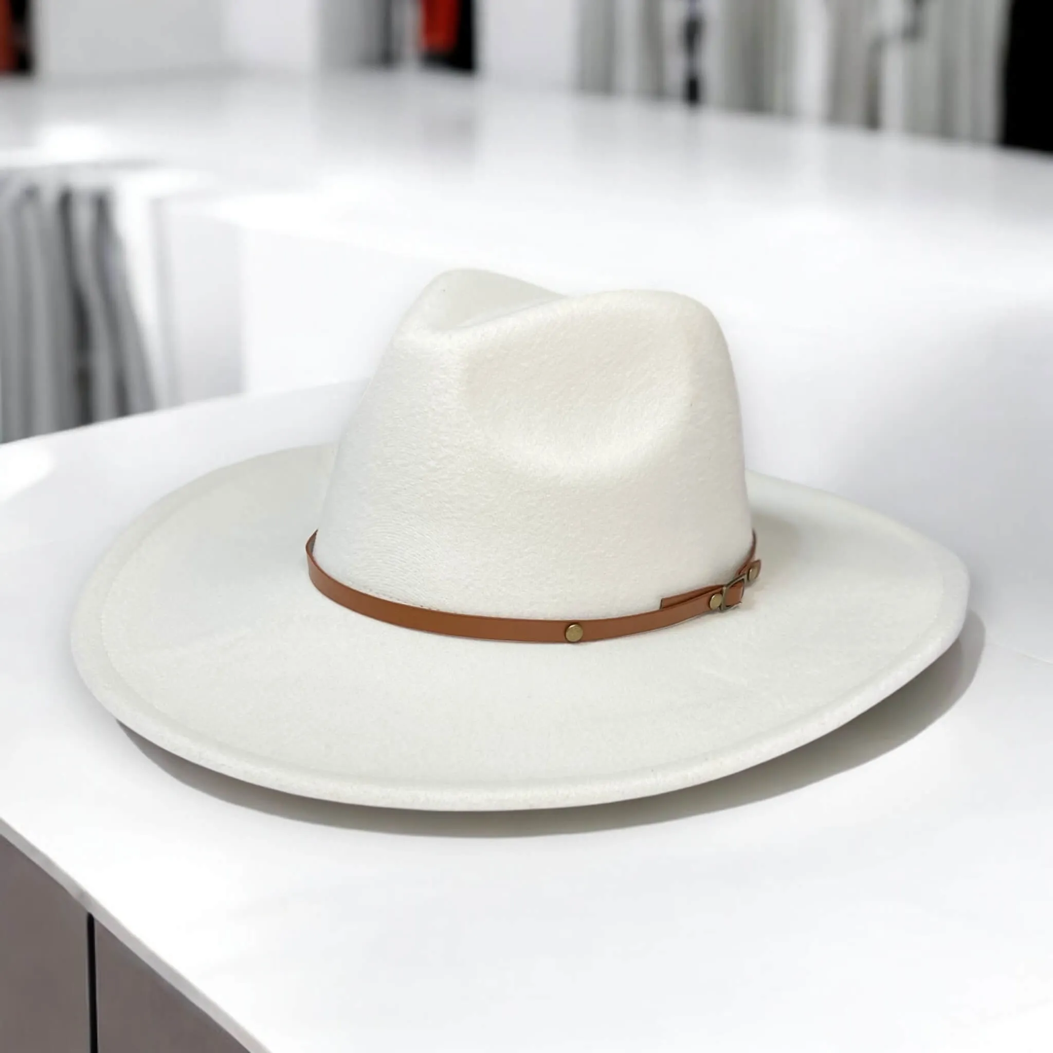 Wide Brim Buckle Fedora Fashion Hats