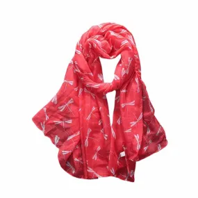 Winter Long Scarf for Women Ladies with Dragonfly Pattern Prints Shawl