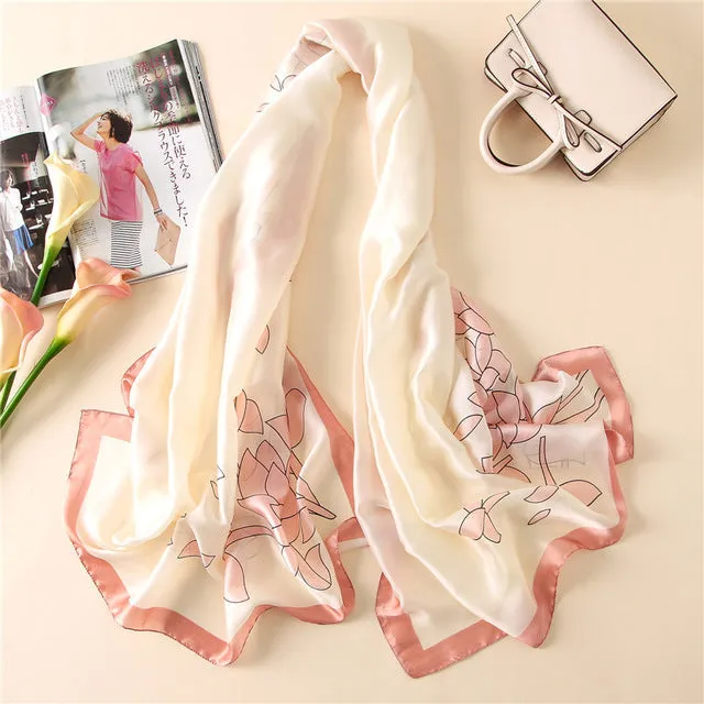 Women Fashion Print Silk Scarves