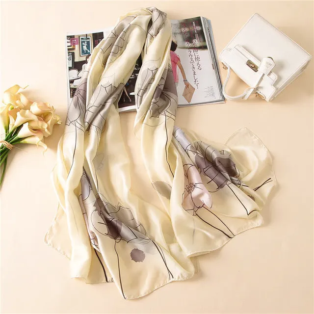 Women Fashion Print Silk Scarves