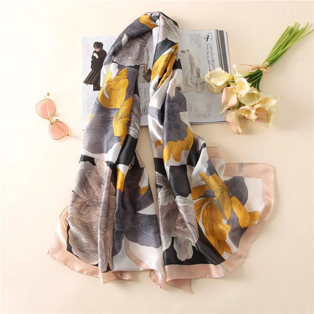 Women Fashion Print Silk Scarves