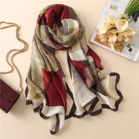 Women Fashion Print Silk Scarves