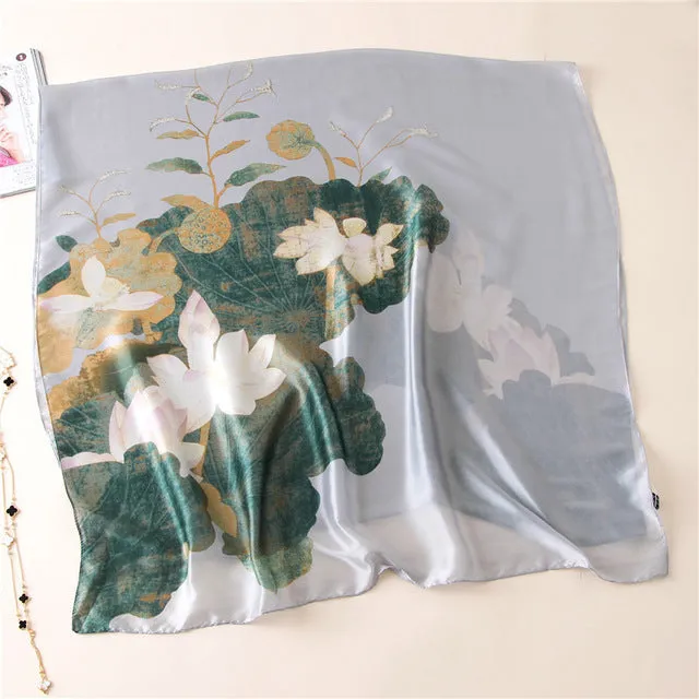 Women Fashion Print Silk Scarves