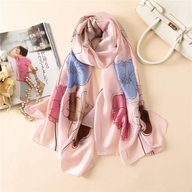 Women Fashion Print Silk Scarves